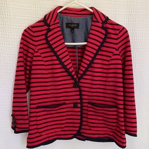 Talbots Casual Jacket Red Navy Stripes WM SZ S Petit Cotton stripe
